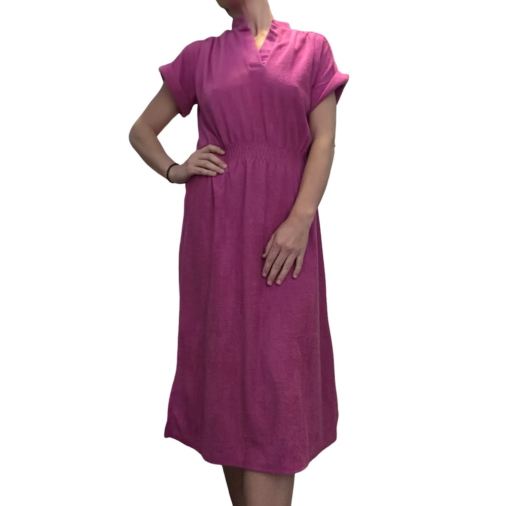 VTG 1970s magenta terrycloth midi dress. Pididdle California brand. Size Medium. - Picture 9 of 9